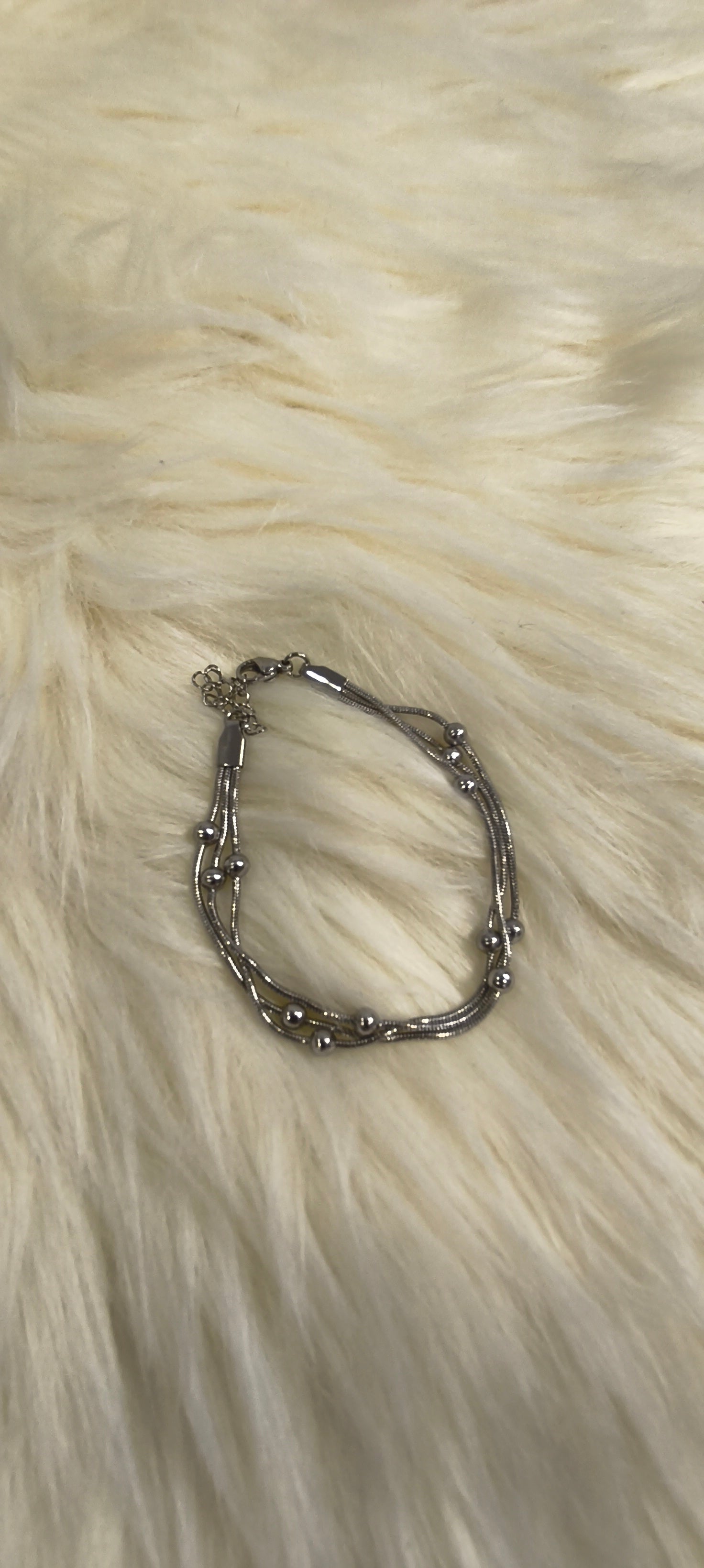 Layered Bracelet από Ανοξείδωτο Ατσάλι με Διακριτικές Χάντρες