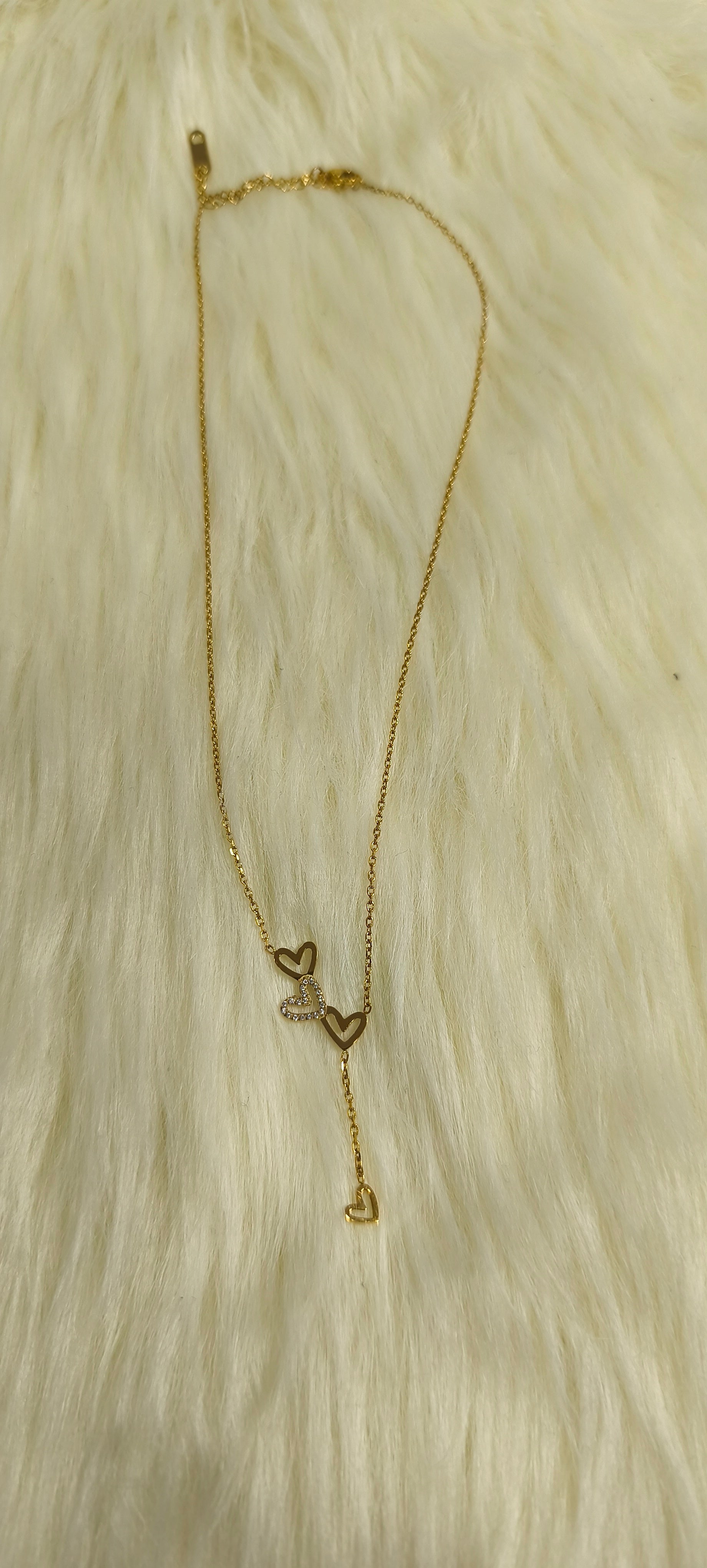 Romantic Drop Necklace με Καρδιές από Ανοξείδωτο Ατσάλι