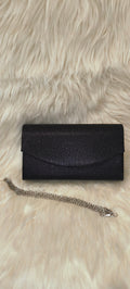 Γυναικείο Βραδινό Τσαντάκι Clutch Μαύρο με Glitter και Αλυσίδα