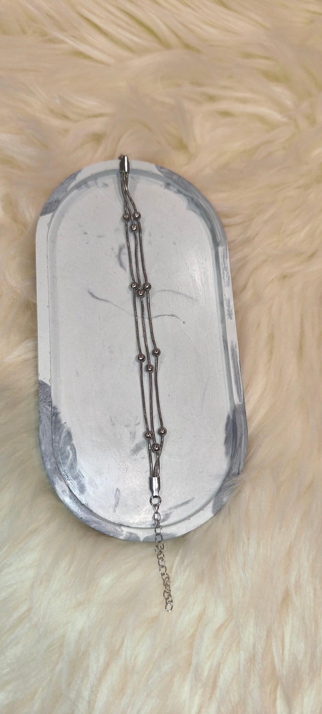 Layered Bracelet από Ανοξείδωτο Ατσάλι με Διακριτικές Χάντρες