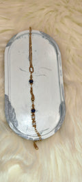 Elegant Beaded Bracelet από Ανοξείδωτο Ατσάλι με Πέρλες & Μπλε Πέτρες