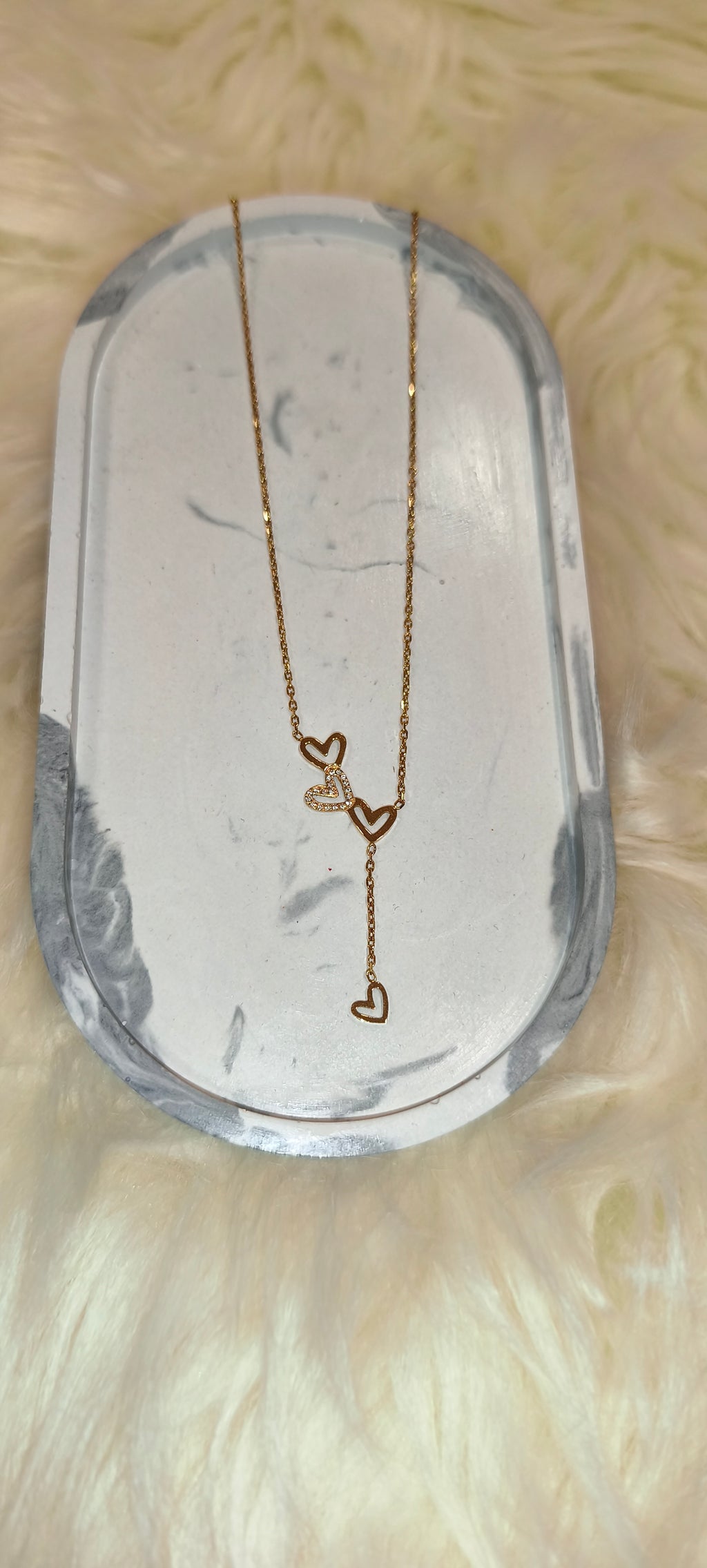 Romantic Drop Necklace με Καρδιές από Ανοξείδωτο Ατσάλι