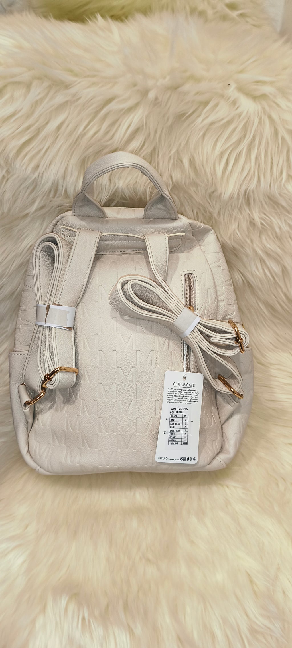 Maxfly Signature Monogram Backpack – Γυναικείο Σακίδιο Πλάτης σε Φωτεινό Λευκό