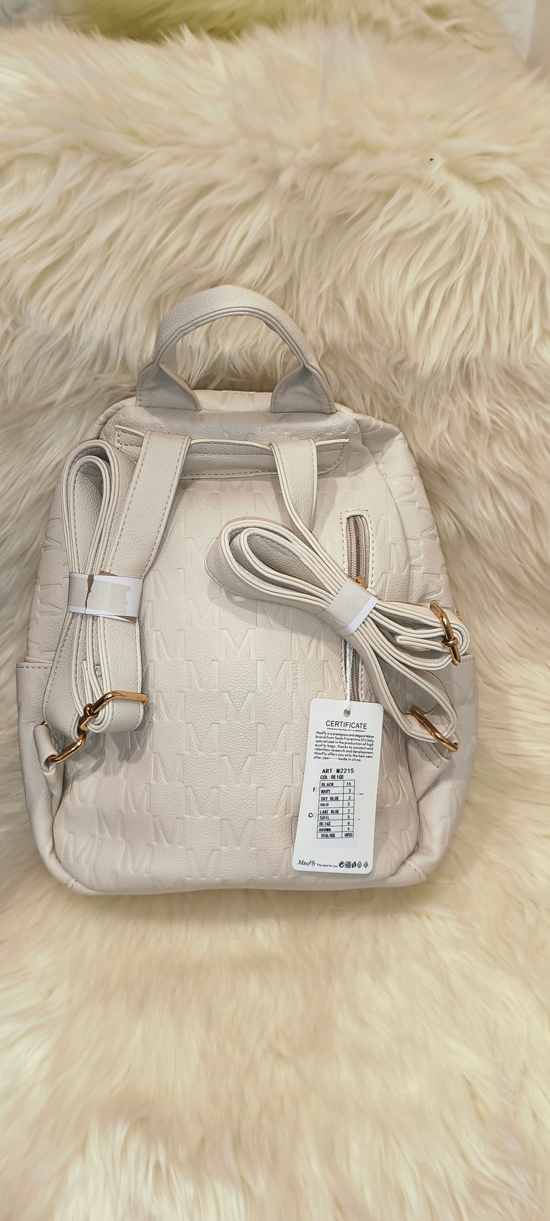 Maxfly Signature Monogram Backpack – Γυναικείο Σακίδιο Πλάτης σε Φωτεινό Λευκό