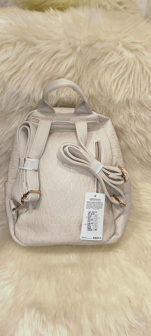 Maxfly Signature Monogram Backpack – Γυναικείο Σακίδιο Πλάτης σε Φωτεινό Λευκό