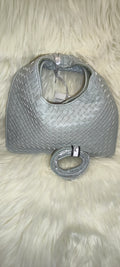Pelle Intrecciata Woven Tote – Τσάντα Χειρός σε Χρώμα Μέντας με Πλεκτό Σχεδιασμό