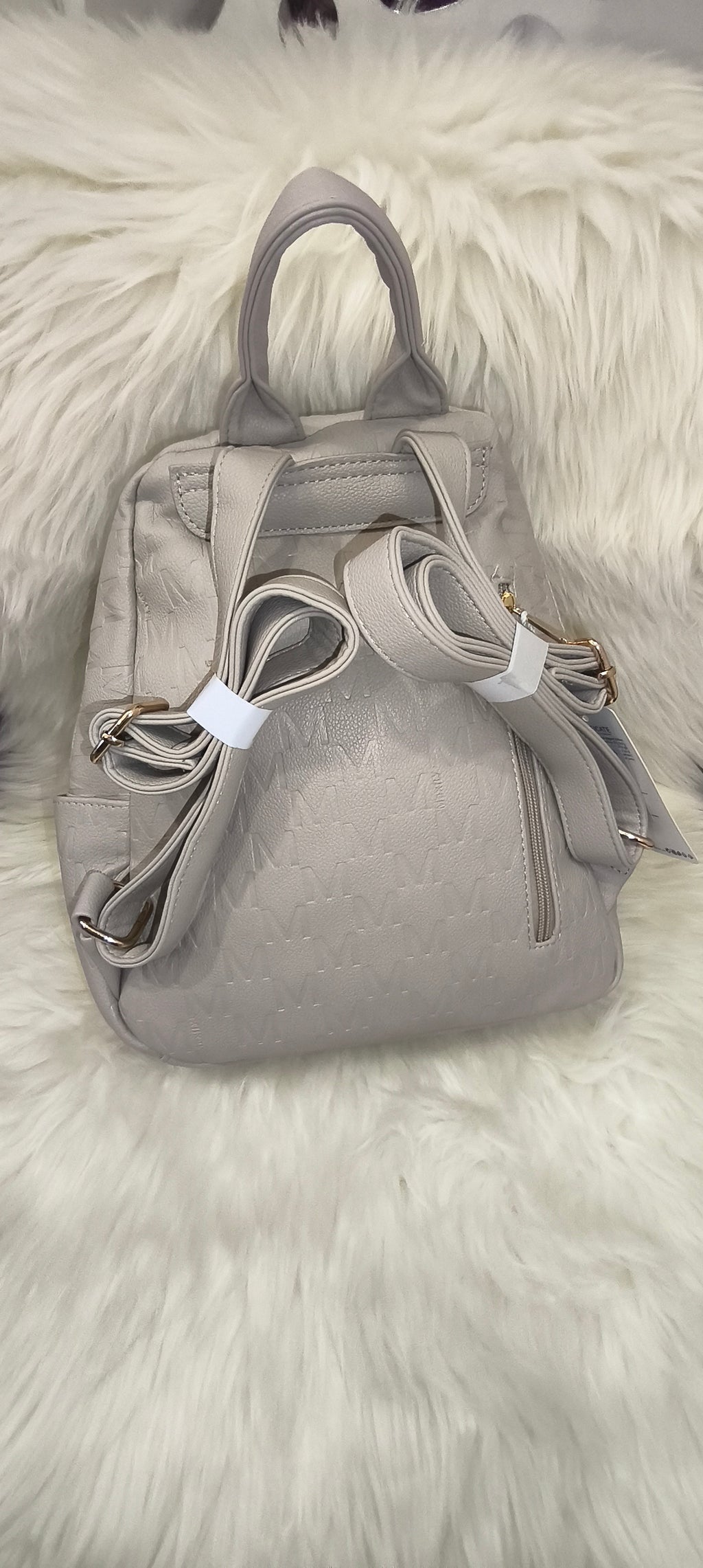 Maxfly Signature Monogram Backpack – Γυναικείο Σακίδιο Πλάτης σε Light Grey/Stone Απόχρωση