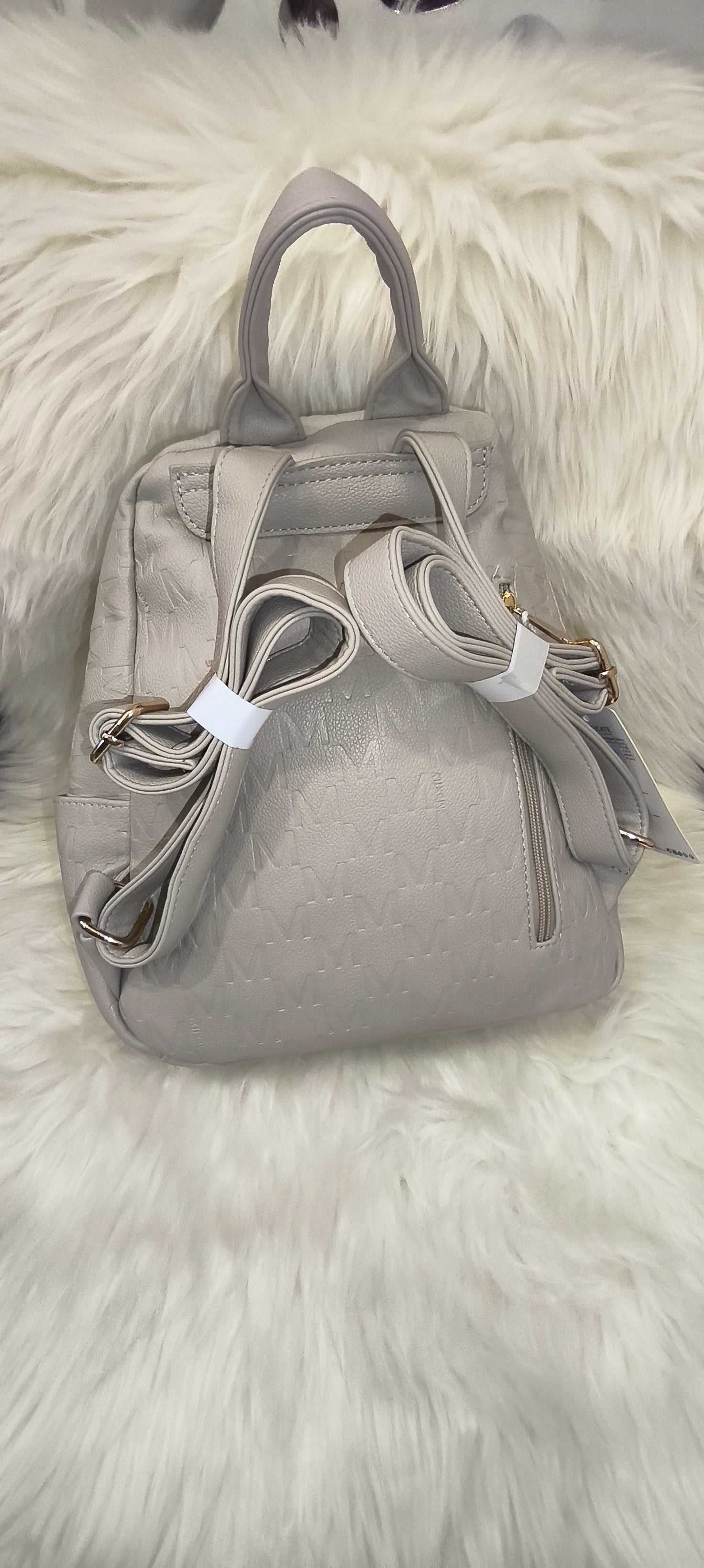 Maxfly Signature Monogram Backpack – Γυναικείο Σακίδιο Πλάτης σε Light Grey/Stone Απόχρωση