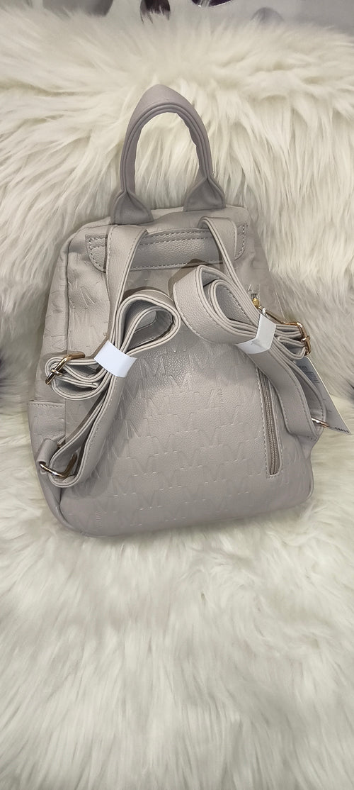 Maxfly Signature Monogram Backpack – Γυναικείο Σακίδιο Πλάτης σε Light Grey/Stone Απόχρωση
