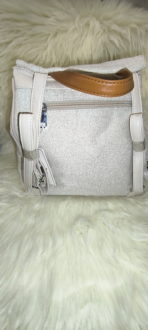 Maxfly City Backpack – Γυναικείο Σακίδιο Πλάτης με Tweed Υφή & Camel Λεπτομέρειες