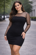 Juicy Girl Μαύρο Φόρεμα με Διαφάνεια και Πουά Μανίκια